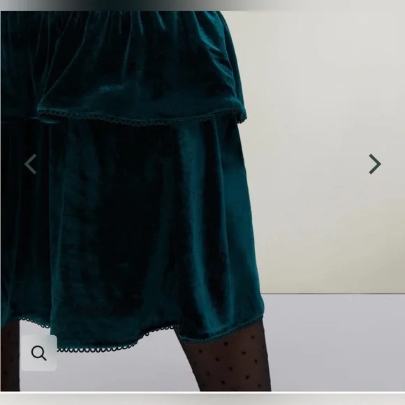 Puff Sleeve Peplum Skirt Midi Dress Emerald Green NWT - Picture 5 of 5